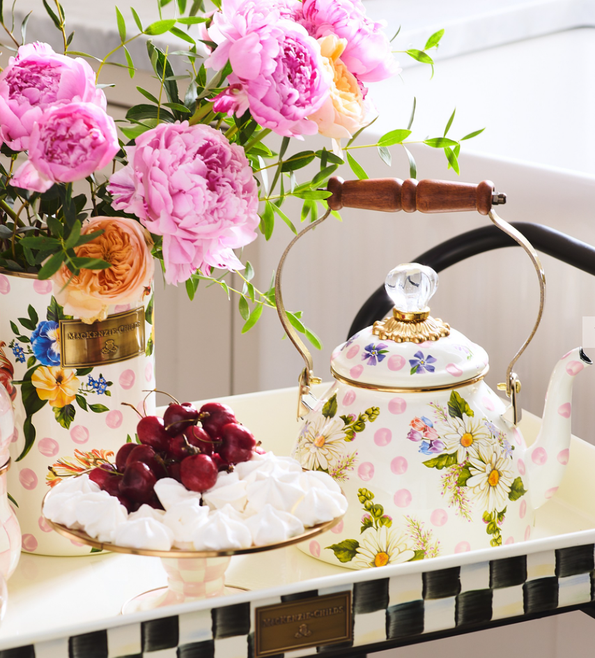 MacKenzie-Childs Wildflowers Tea Kettle - 3-Qt.- Pink