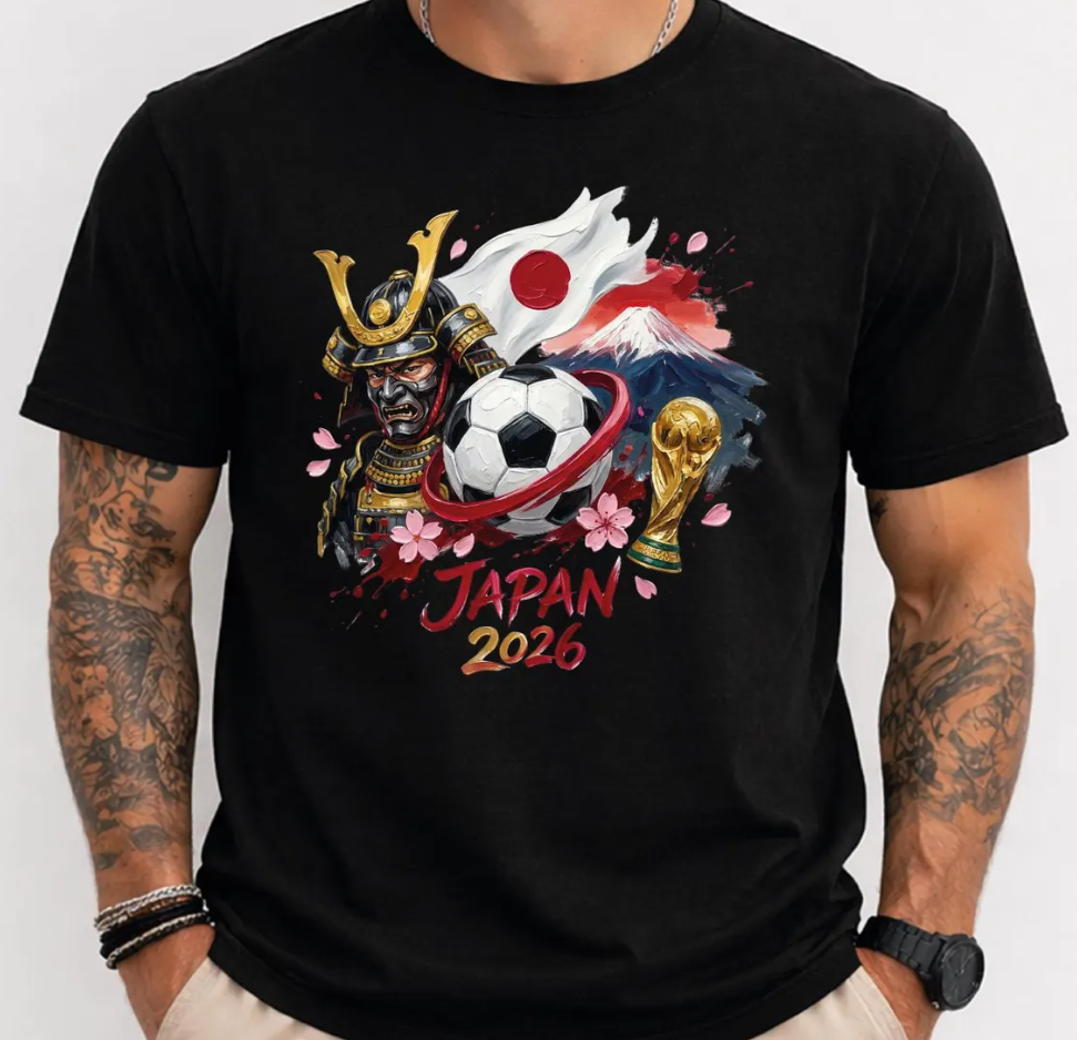 Japan 2026 Shirt, Samurai Soccer Tee, Anime Style Football T-Shirt, Japan Flag Graphic Tee, World Cup Fan Gift