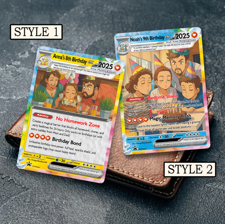 Personalized Father's Day Pokemon Card, Custom Birthday Photo Art Card, Wedding & Anniversary Photo to Holo Card, Gift For Dad, New Dad Gift