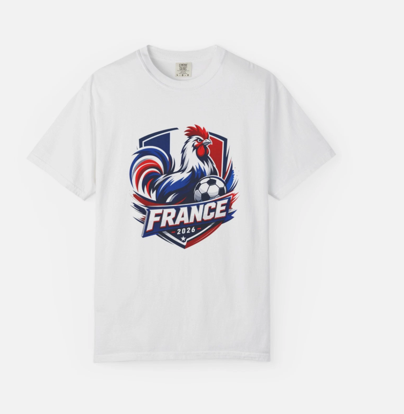 France Rooster Crest T-shirt | French Flag Sports Emblem