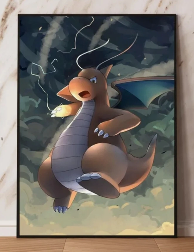 Dragonite PokeArt Canvas Poster Wall Art Home Decor