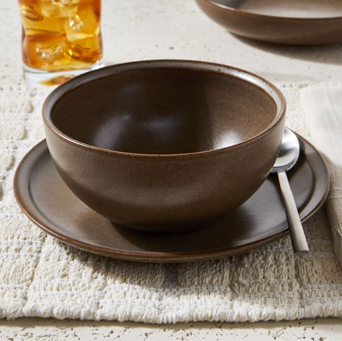 Better Homes & Gardens Banks Brown 12-Piece Stoneware Dinnerware Set, Service for 4