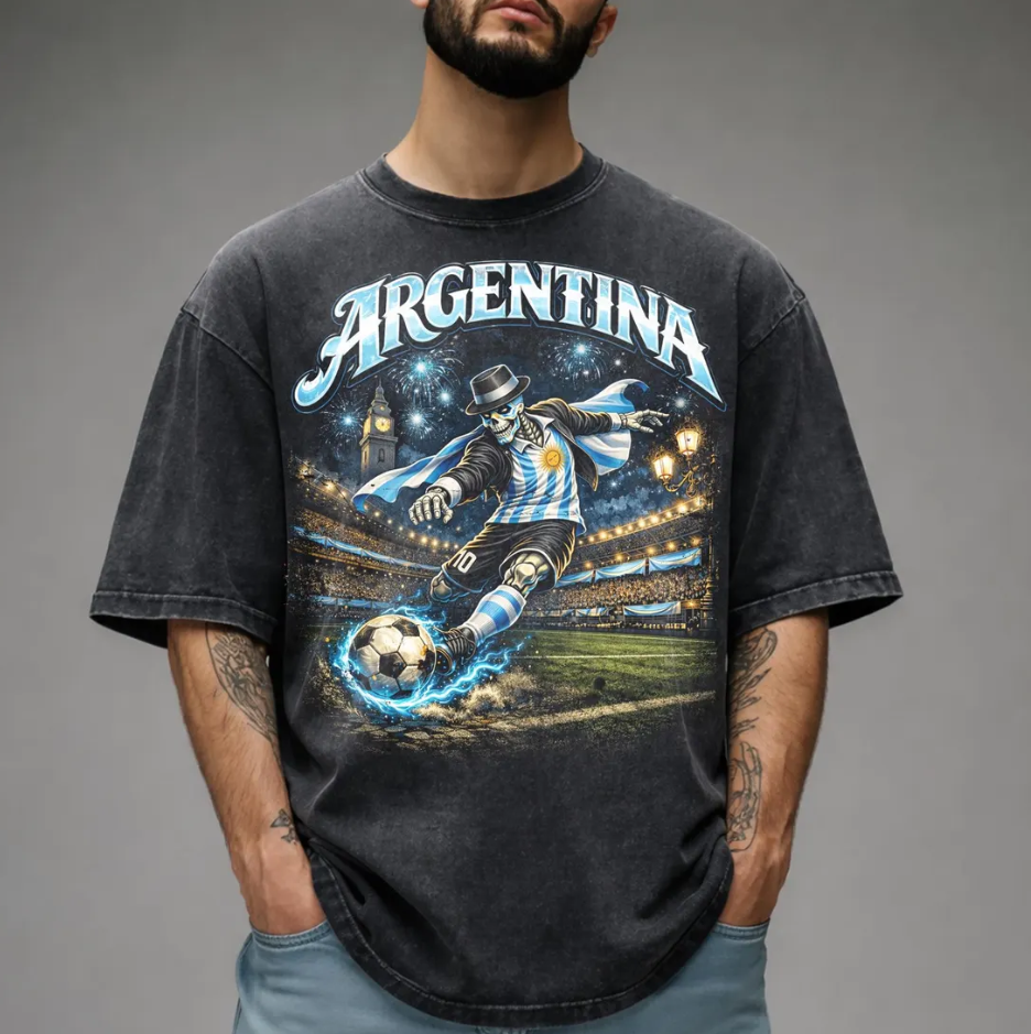 World Cup 2026 Shirt, USA Canada Mexico Soccer T-Shirt, Gothic Skull Argentina Football Tee, Dark Aesthetic Streetwear, Unisex Football Gift