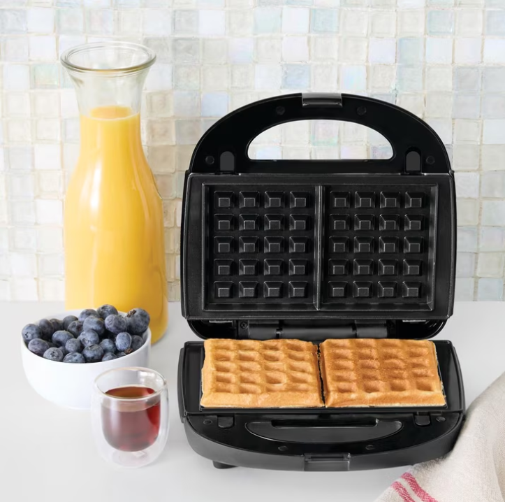 Mainstays 2 Slice Removable Plates Waffle and Sandwich Maker, Ceramic Nonstick, 750 Watts