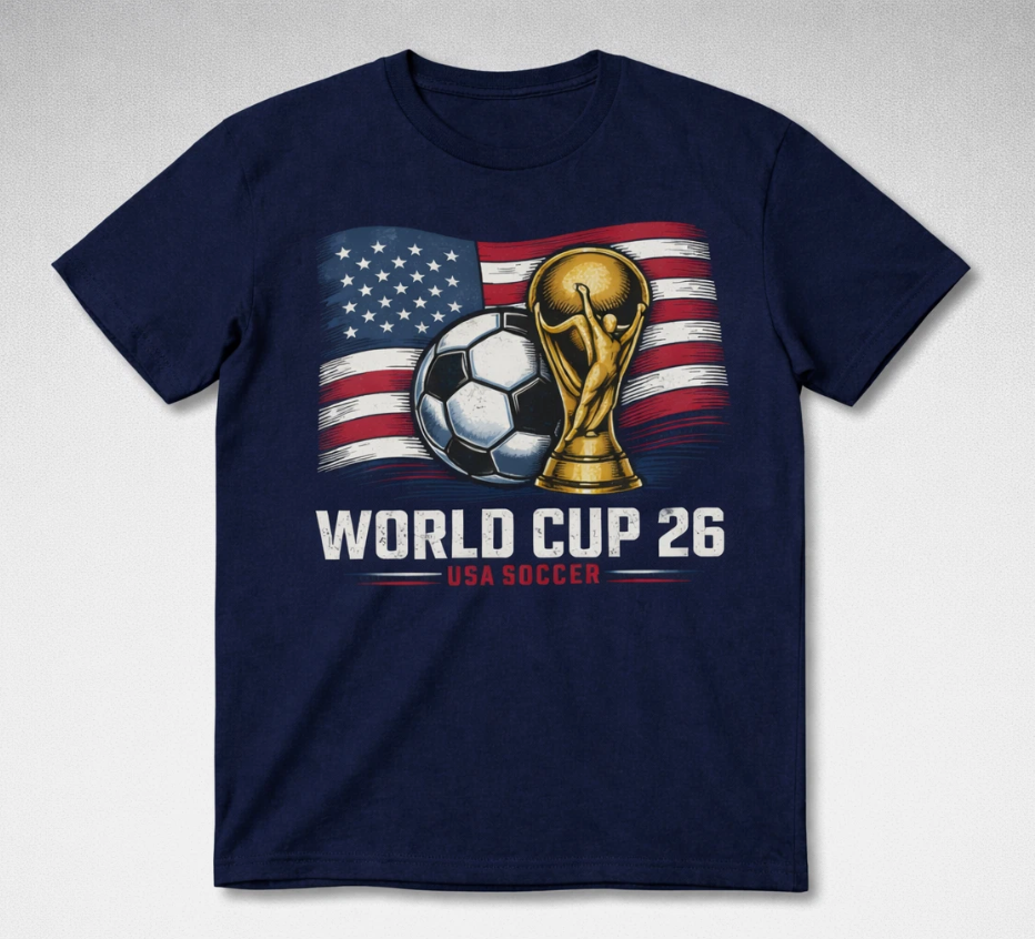 Unisex Graphic Print Tee Football FIFA World Cup 2026 Soccer T-Shirt Flag Trophy