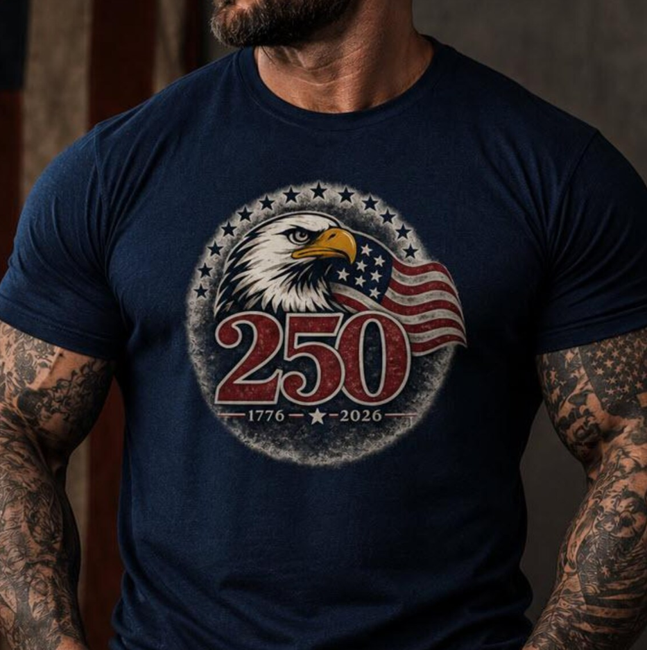 Patriotic 250 T-Shirt, America 1776-2026 Eagle Shirt, 4th of July Shirt Men, USA Flag Shirt, Independence Day Tee, American Pride Gift