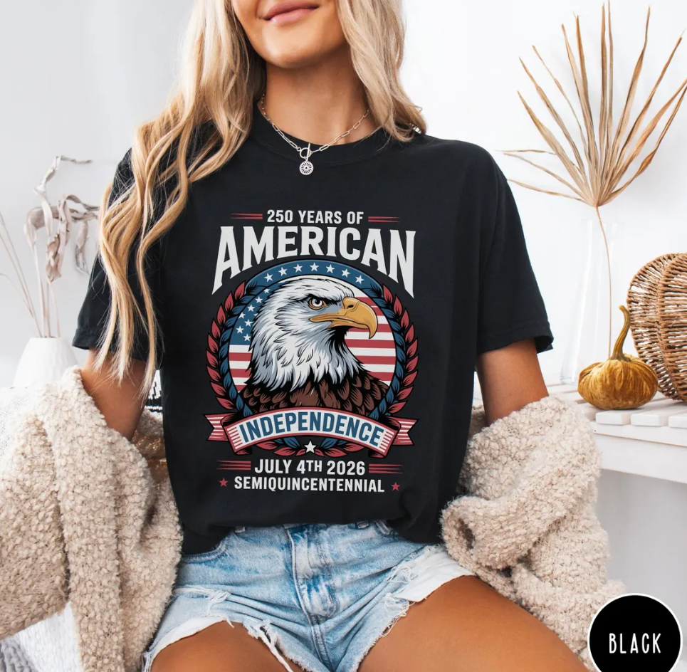 250 Years America Anniversary Shirt, 250th Independence Day T-Shirt, 4th of July Tee, America Celebration Outfit, Patriotic Apparel