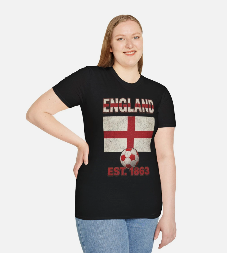 England Flag Football Soccer T-Shirt | Nations Heritage Collection | Vintage