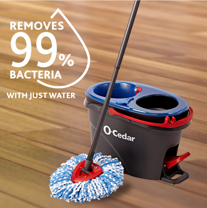 O-Cedar RinseClean Spin Mop With 2-Tank System and Microfiber Mop Head