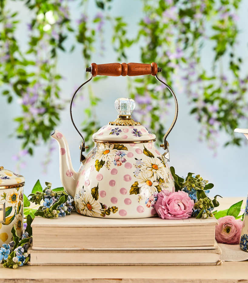 MacKenzie-Childs Wildflowers Tea Kettle - 3-Qt. - Green