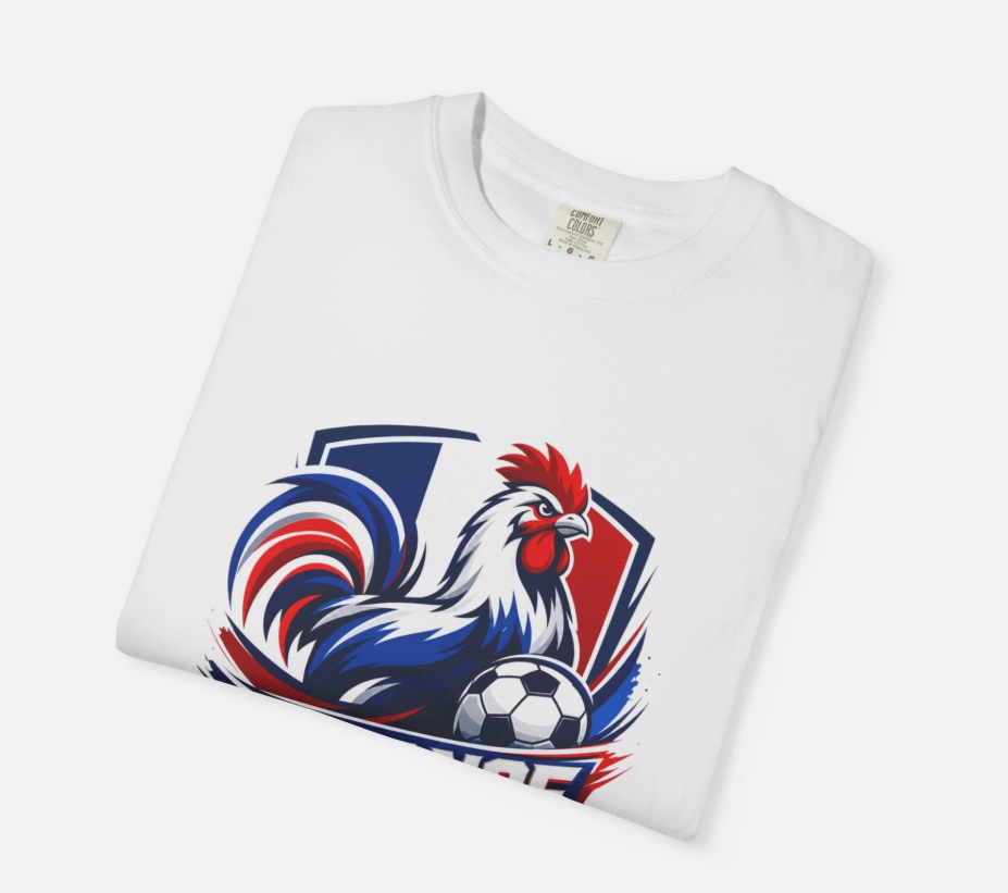 France Rooster Crest T-shirt | French Flag Sports Emblem
