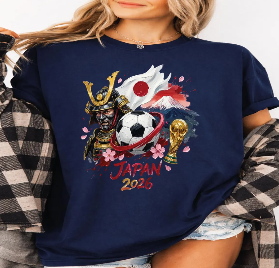 Japan 2026 Shirt, Samurai Soccer Tee, Anime Style Football T-Shirt, Japan Flag Graphic Tee, World Cup Fan Gift