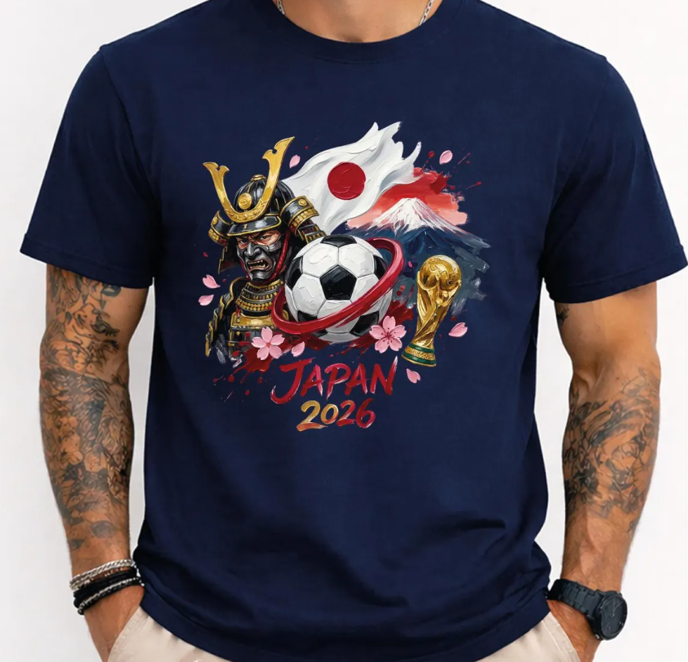 Japan 2026 Shirt, Samurai Soccer Tee, Anime Style Football T-Shirt, Japan Flag Graphic Tee, World Cup Fan Gift