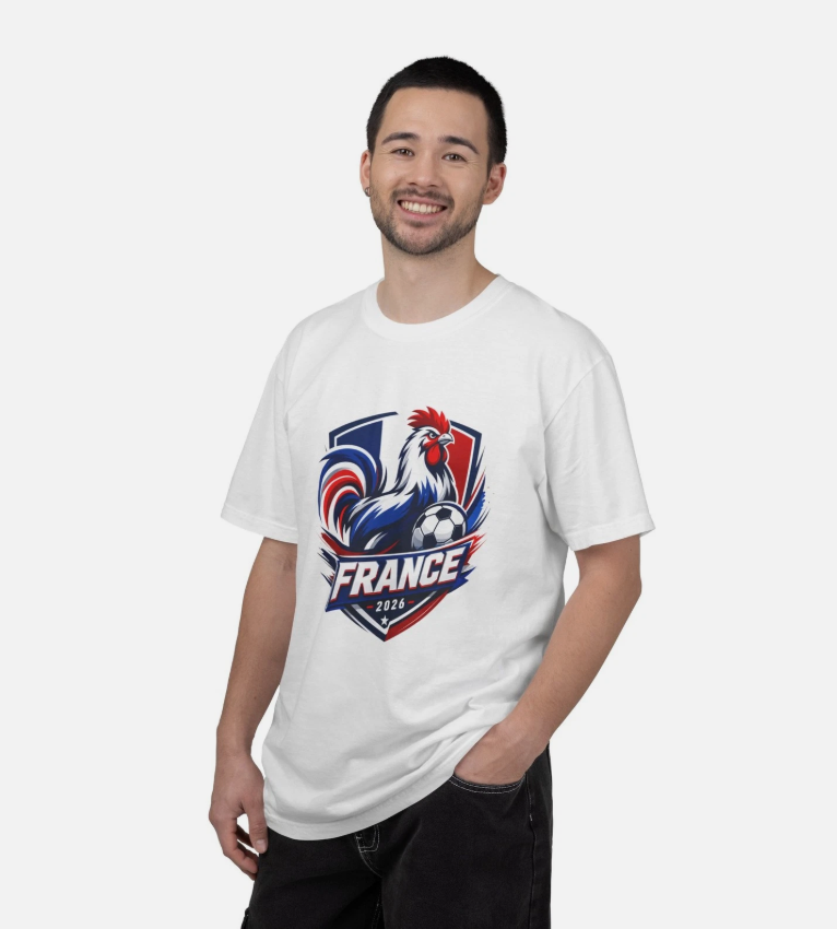 France Rooster Crest T-shirt | French Flag Sports Emblem
