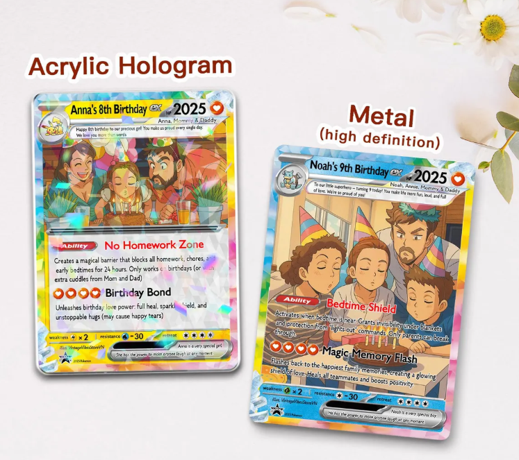 Personalized Father's Day Pokemon Card, Custom Birthday Photo Art Card, Wedding & Anniversary Photo to Holo Card, Gift For Dad, New Dad Gift