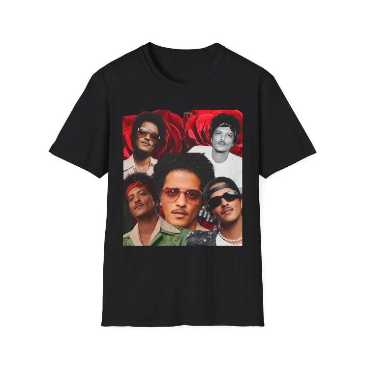 Retro Male Portrait Collage T-shirts/ Romantic Tour/Bruno Mars