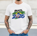 Brazil Soccer T-Shirt 2026 | Brazilian Football Fan Tee | Brazil Flag Brush Art Tee | Global Soccer 2026 Brazil Gift | Seleção Fan Apparel