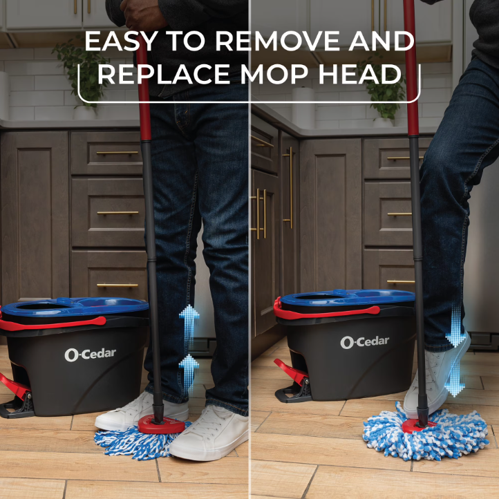 O-Cedar RinseClean Spin Mop With 2-Tank System and Microfiber Mop Head