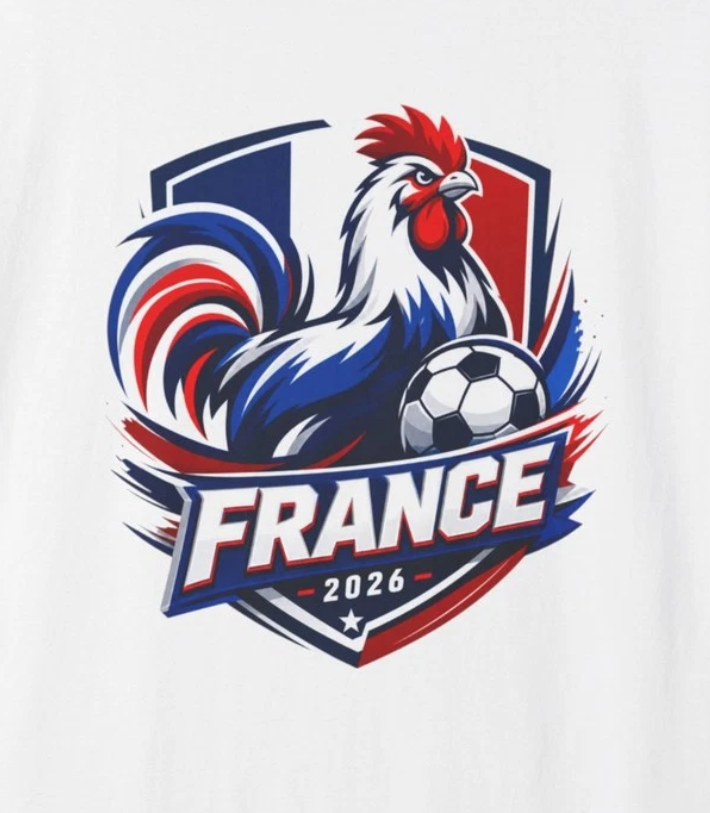 France Rooster Crest T-shirt | French Flag Sports Emblem