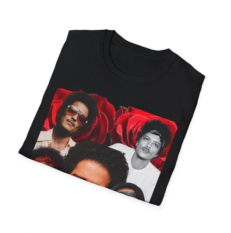 Retro Male Portrait Collage T-shirts/ Romantic Tour/Bruno Mars