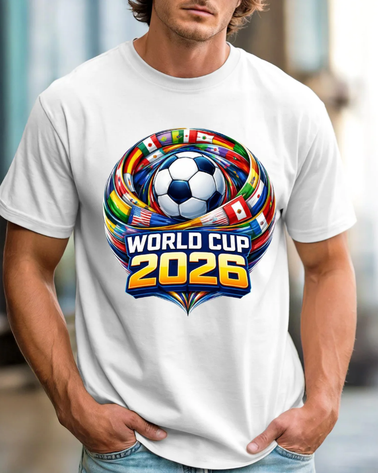 World Cup 2026 Soccer Ball with International Flags T-Shirt | Football Tournament Tee