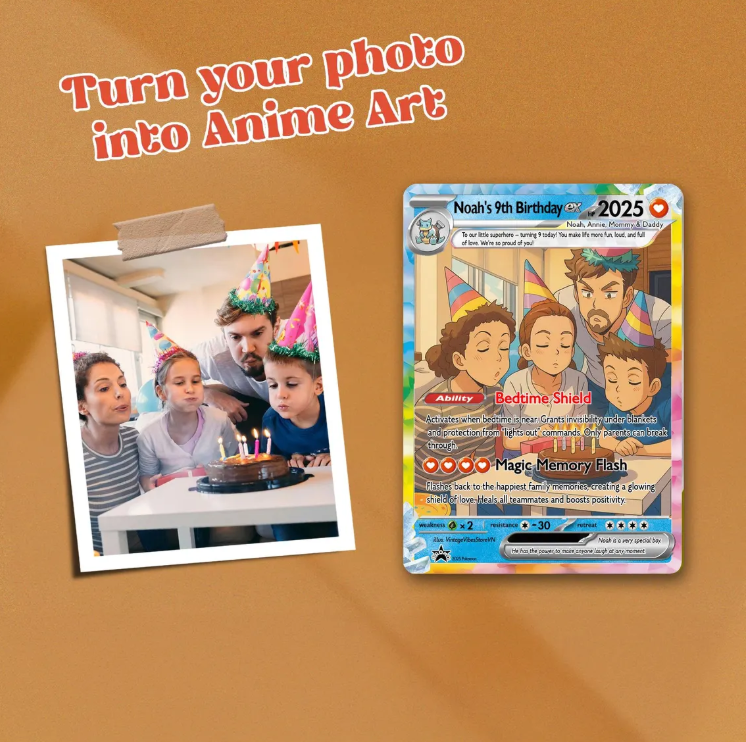 Personalized Father's Day Pokemon Card, Custom Birthday Photo Art Card, Wedding & Anniversary Photo to Holo Card, Gift For Dad, New Dad Gift