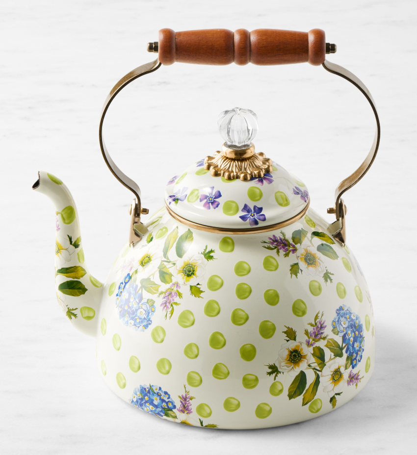 MacKenzie-Childs Wildflowers Tea Kettle - 3-Qt. - Green