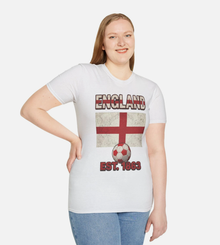 England Flag Football Soccer T-Shirt | Nations Heritage Collection | Vintage
