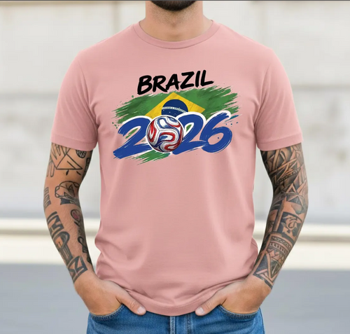 Brazil Soccer T-Shirt 2026 | Brazilian Football Fan Tee | Brazil Flag Brush Art Tee | Global Soccer 2026 Brazil Gift | Seleção Fan Apparel