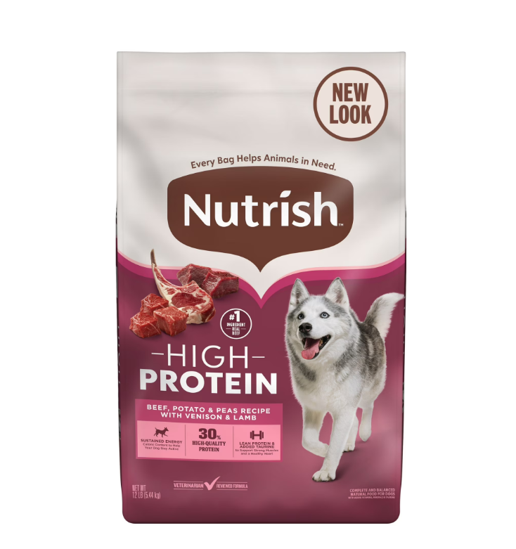 Nutrish High Protein Beef, Potato & Peas Recipe with Venison & Lamb Dry Dog Food, 12 lb. Bag (Rachael Ray)