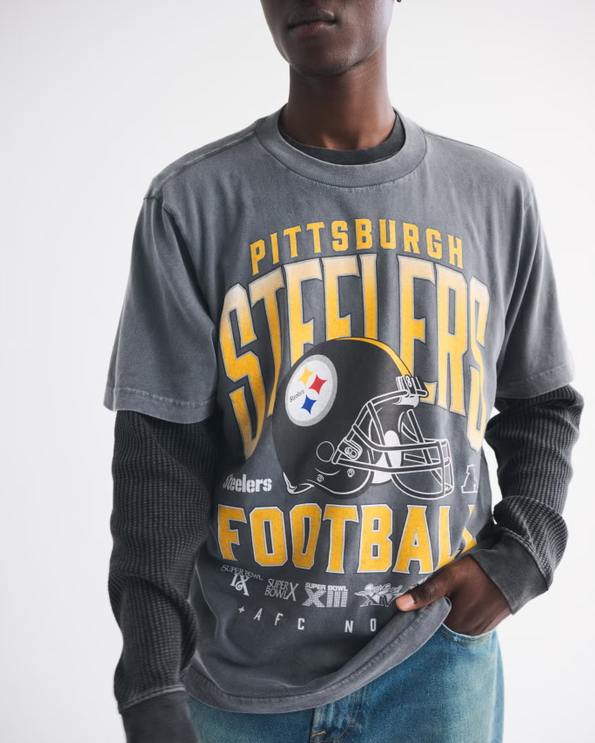 Pittsburgh Steelers Vintage Inspired Graphic Tee - Vintage NFL Fan Shirt