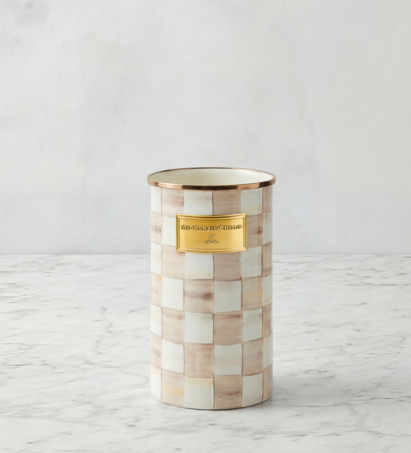 MacKenzie-Childs Mocha Check Utensil Holder