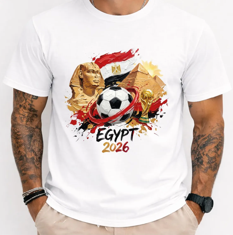Egypt 2026 Shirt, World Cup Soccer Tee, Pyramid Graphic T-Shirt, Egypt Flag Football Tee, FIFA Fan Gift, African Soccer Shirt