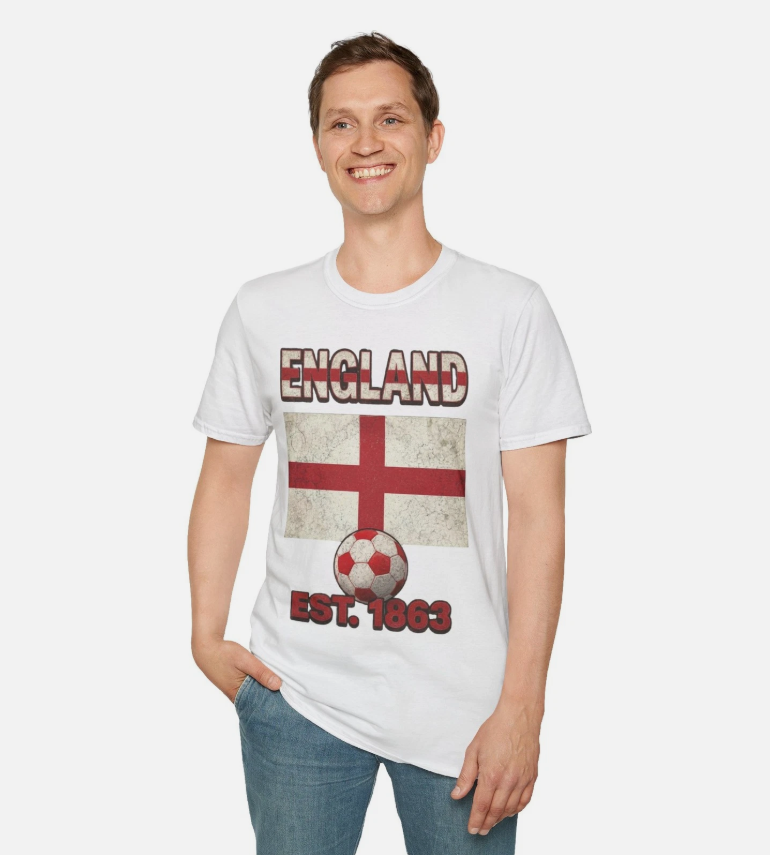 England Flag Football Soccer T-Shirt | Nations Heritage Collection | Vintage