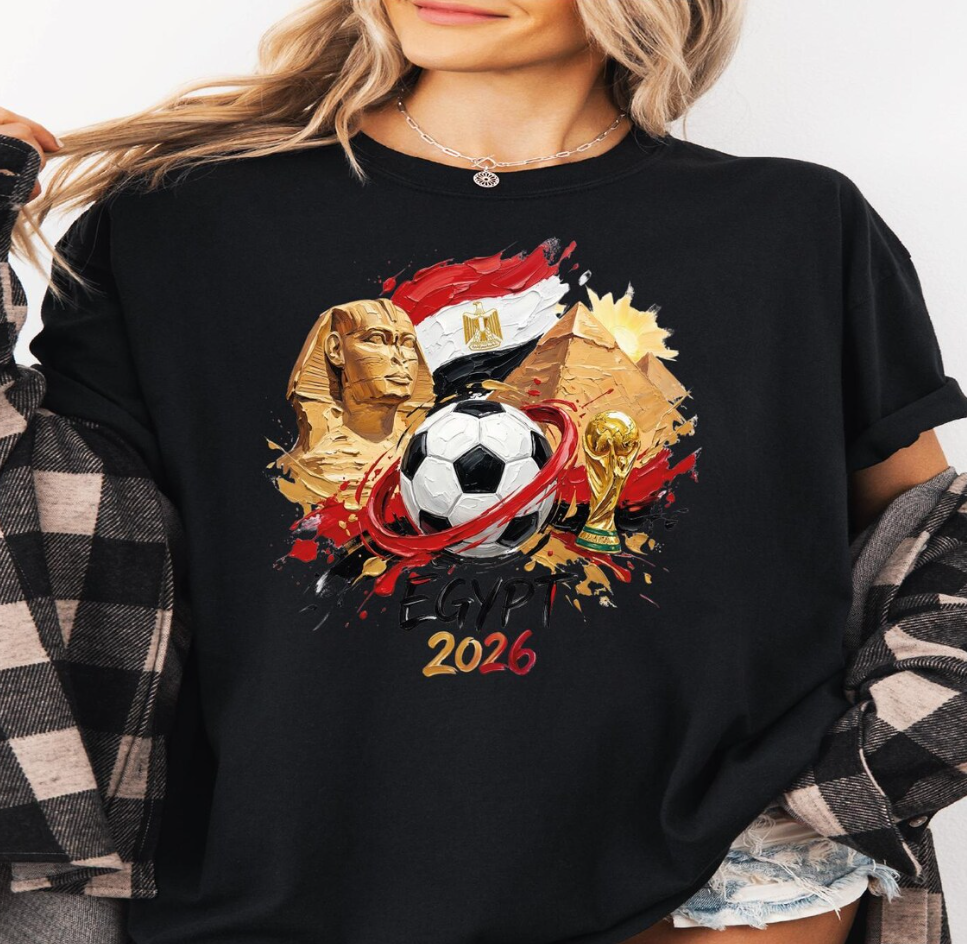 Egypt 2026 Shirt, World Cup Soccer Tee, Pyramid Graphic T-Shirt, Egypt Flag Football Tee, FIFA Fan Gift, African Soccer Shirt