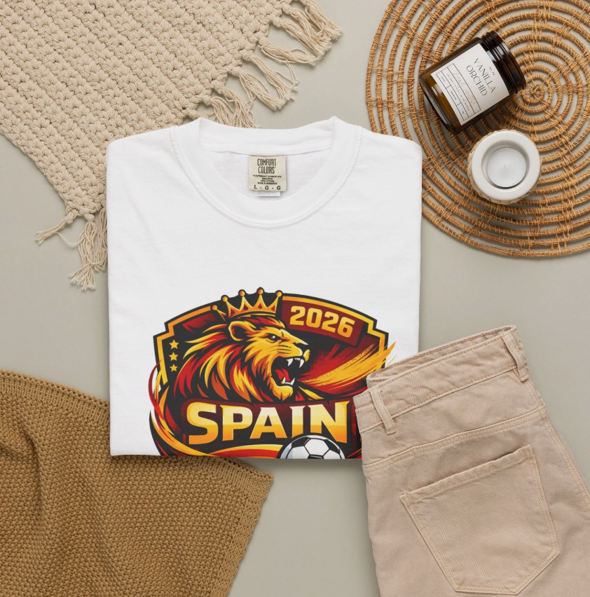 Spain Lion Soccer Crest T-Shirt | 2026 Football Badge