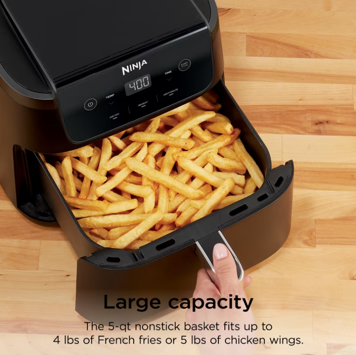 Ninja Air Fryer Pro XL 5-Qt, 3-in-1, 400°F Air Crisp Technology, Nonstick Crisper Plate, AF140 Black