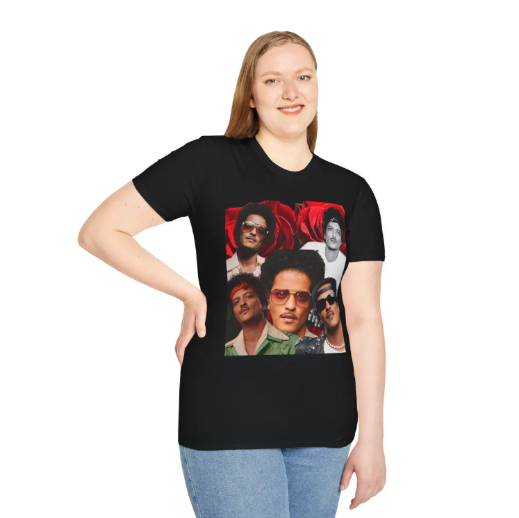 Retro Male Portrait Collage T-shirts/ Romantic Tour/Bruno Mars