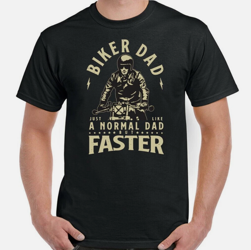 BIKER DAD T-SHIRT, Mens Funny Father's Day TEE TOP Motorbike Motorcycle