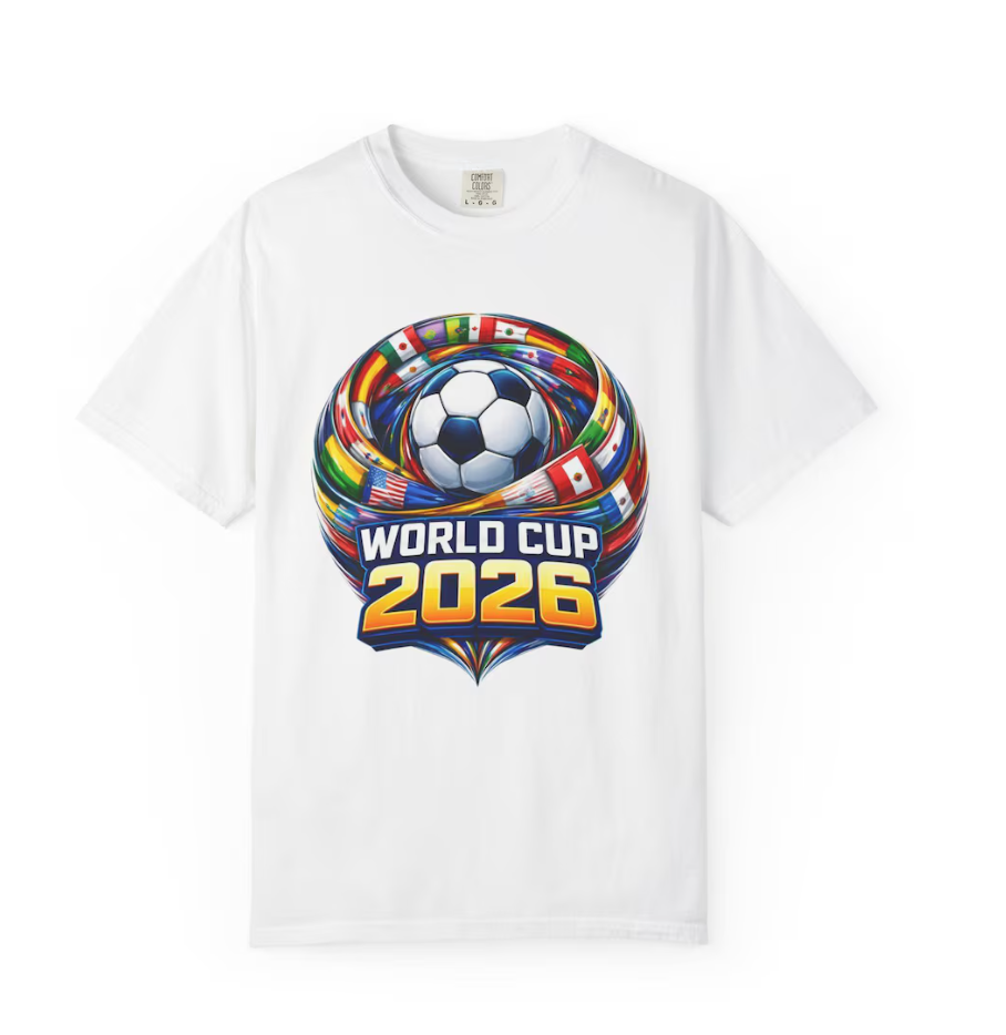 World Cup 2026 Soccer Ball with International Flags T-Shirt | Football Tournament Tee