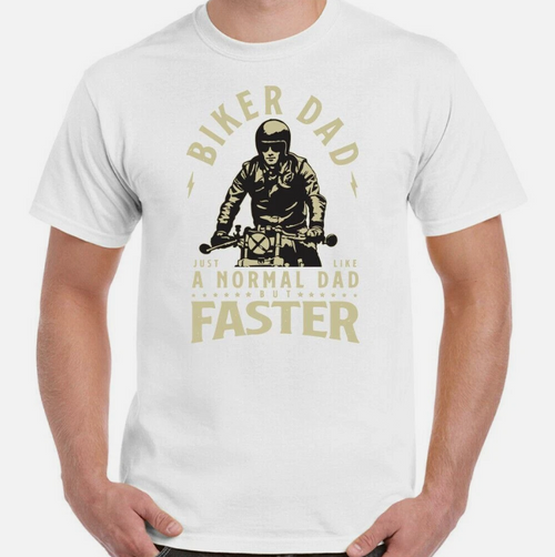 BIKER DAD T-SHIRT, Mens Funny Father's Day TEE TOP Motorbike Motorcycle