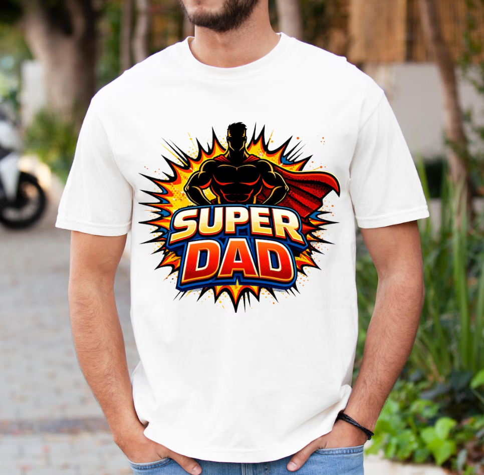 Father’s Day Super Dad Superhero Graphic Design – Comic Book Strong Dad Sublimation File for T-Shirt, Mug & Tumbler
