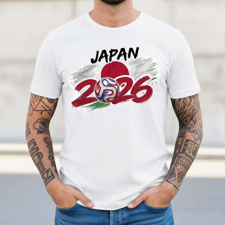 Japan 2026 Global Soccer T-Shirt, Samurai Blue Football Fan Gift, Japanese Flag Brush Art Tee, Tokyo Soccer Jersey Shirt, Unisex Top