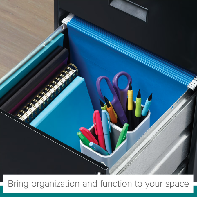 Space Solutions 18" Deep 2 Drawer Letter Width Vertical File Cabinet, Black
