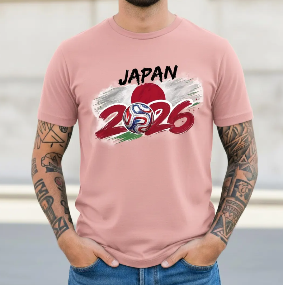 Japan 2026 Global Soccer T-Shirt, Samurai Blue Football Fan Gift, Japanese Flag Brush Art Tee, Tokyo Soccer Jersey Shirt, Unisex Top