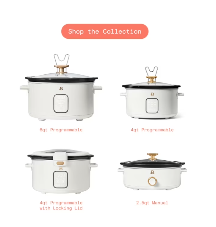 Beautiful 4Qt Slow Cooker with Touch-Activated Display, White Icing by Drew Barrymore