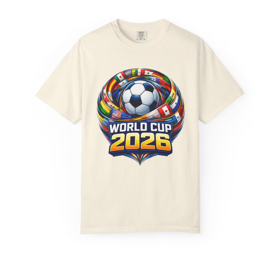 World Cup 2026 Soccer Ball with International Flags T-Shirt | Football Tournament Tee