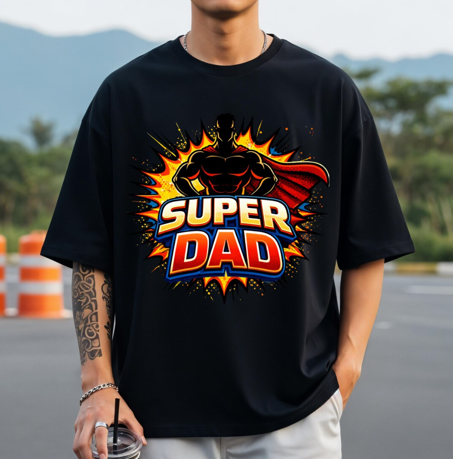 Father’s Day Super Dad Superhero Graphic Design – Comic Book Strong Dad Sublimation File for T-Shirt, Mug & Tumbler