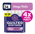 Quilted Northern Ultra Plush 3-Ply Toilet Paper, 24 Mega Rolls, 255 Sheets Per Roll