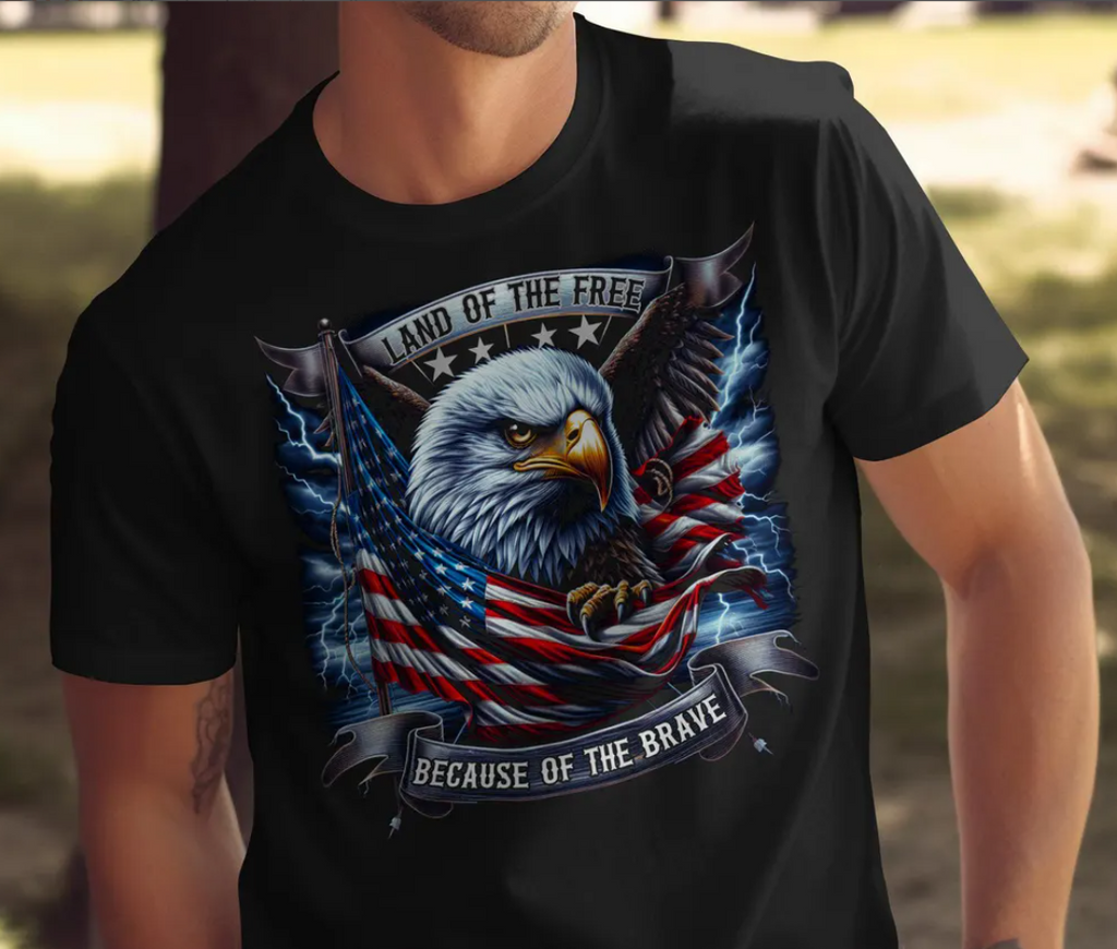Patriotic Eagle Graphic Tee: American Flag USA Shirt